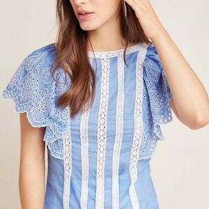 Anthropologie Lennox Flutter-Sleeve Blouse size 2